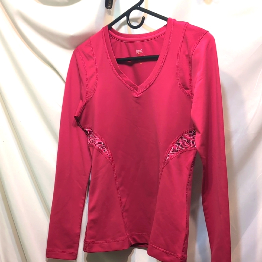 Women's Everlast Pink Embellished Fitted Long Sleeve Athletic Shirt Size Small